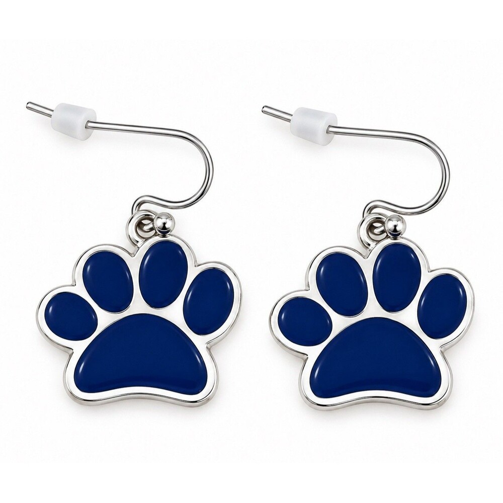 Blue Paw Print Dangle Earrings Pet Lover Dog Mom Cat Lover Sensitive Ears